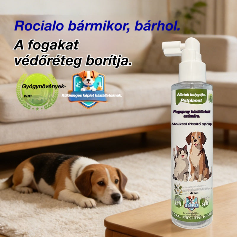 🐶【2 termék 8800 Ft】🐱A háziállatoknak szánt szájhigiéniai spray felfrissíti a leheletet, és eltávolítja a fogak sárgulását és fogkövet.