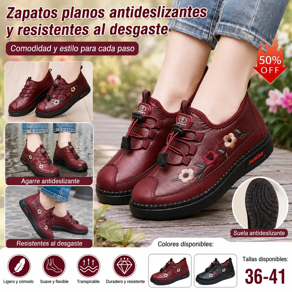 ⭐️【36-41】🔥Zapatos casuales de mujer, modernos y cómodos, de suela blanda, antideslizantes e impermeables.