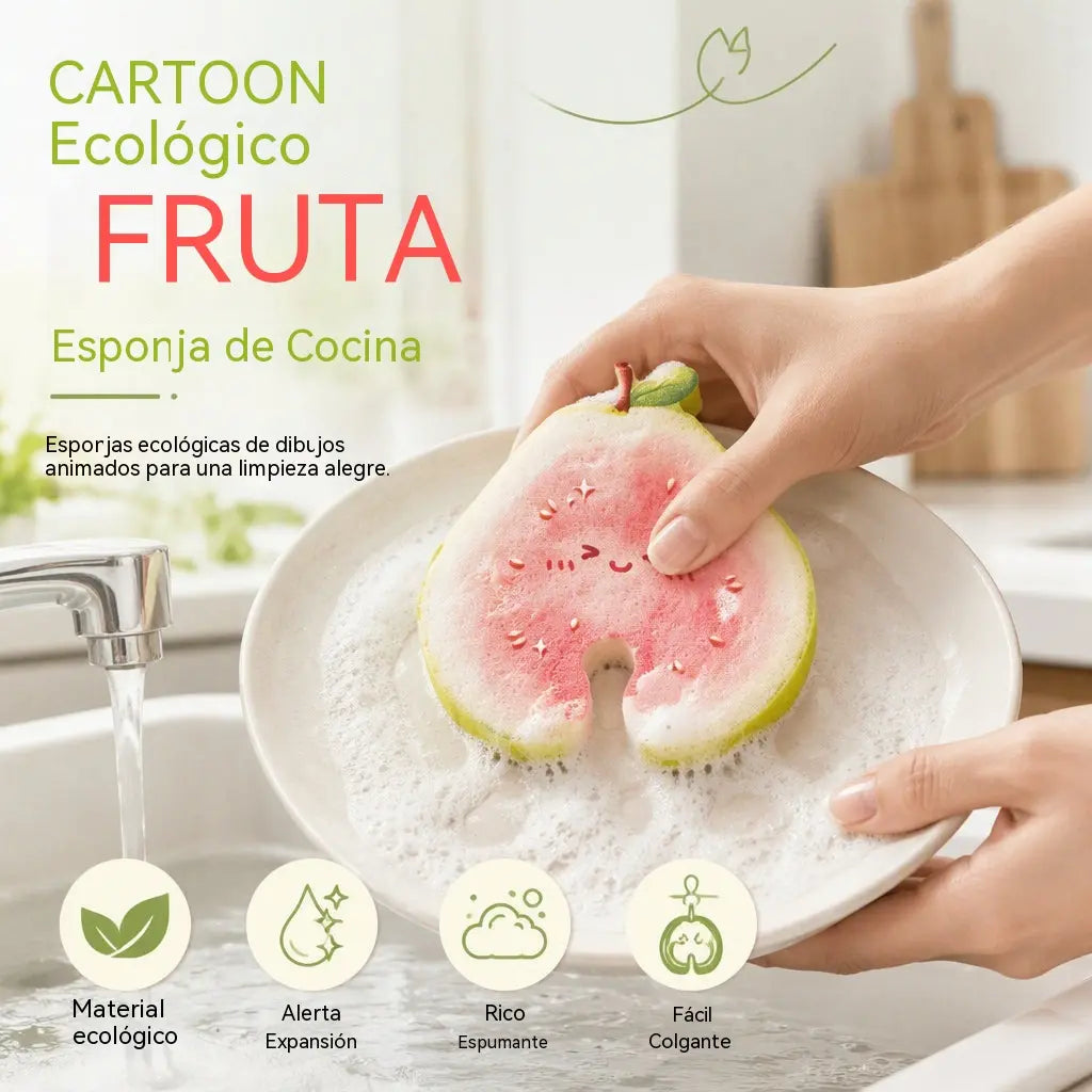 🎁 ¡1+1 GRATIS! Esponja para platos con forma de fruta: alegre, colorida y potente para una cocina reluciente 🍓🍋✨