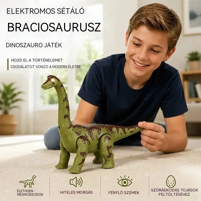 🦕 Elektromos, járó Brachiosaurus: mozgással, hanghatásokkal és LED-es világító szemekkel ellátott dinoszaurusz játék.