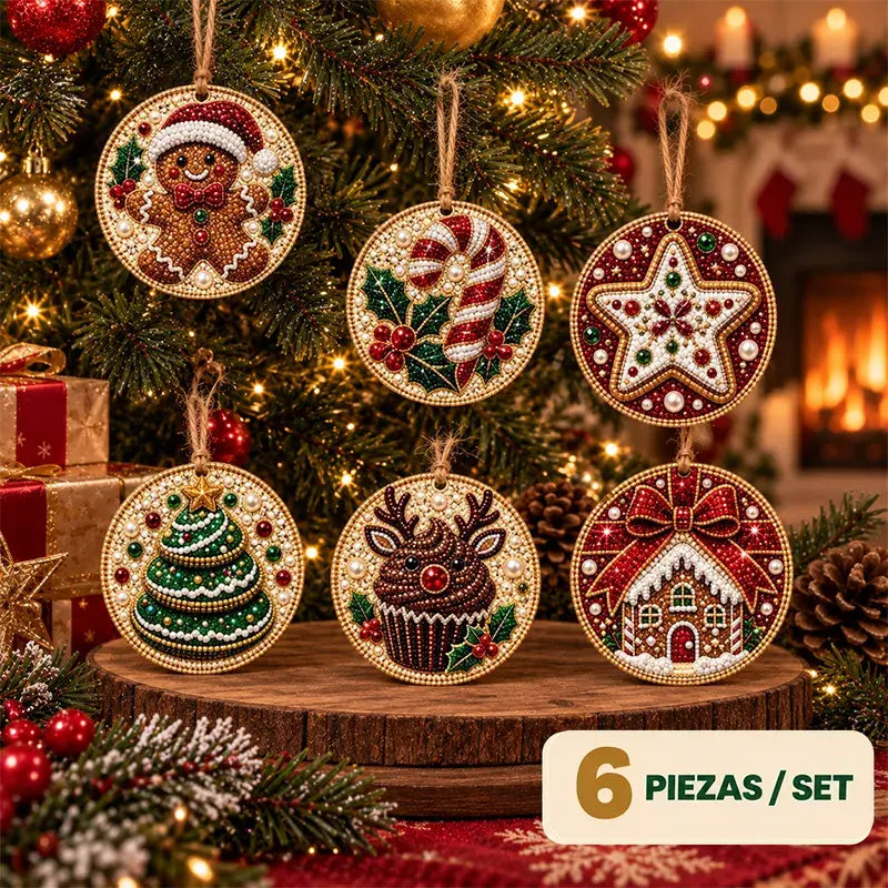 🎄 6 részes DIY gyémántkirakós karácsonyi díszkészlet – Kreatív családi projekt, amely tökéletes a karácsonyfára, ablakba vagy ajándéknak!
