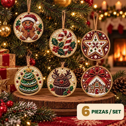 🎄 6 részes DIY gyémántkirakós karácsonyi díszkészlet – Kreatív családi projekt, amely tökéletes a karácsonyfára, ablakba vagy ajándéknak!
