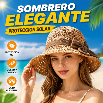 ☀️🎀Elegante sombrero francés con lazo: protección solar y sombra.