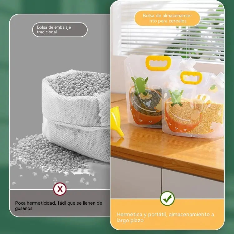 📢📢 50% kedvezmény! 6 darabos készlet (tölcsérrel) ⏰ Többcélú élelmiszertároló zacskók – rovar- és nedvességállóak.