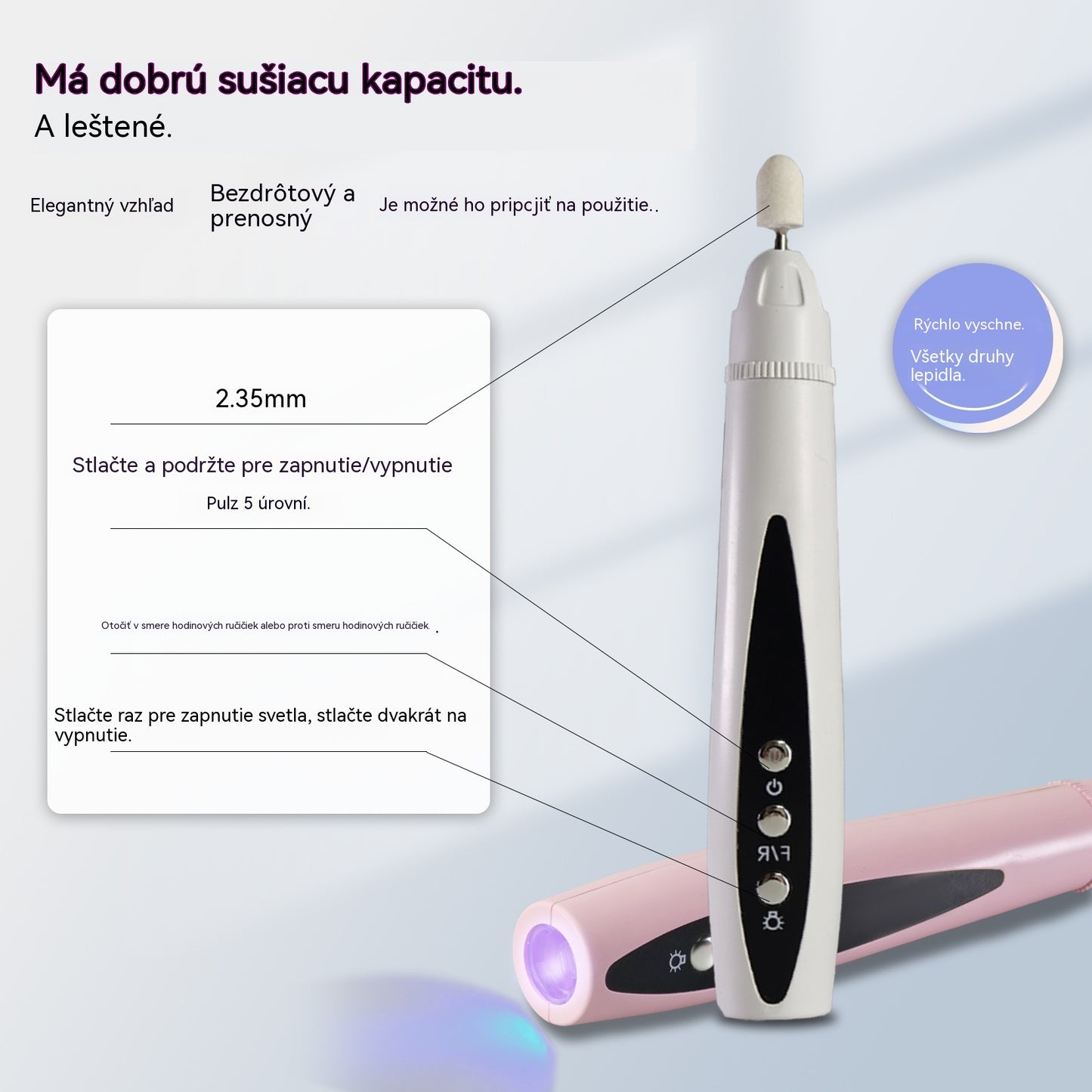 💅✨Prenosná elektrická brúska na nechty 2 v 1 s UV lampou
