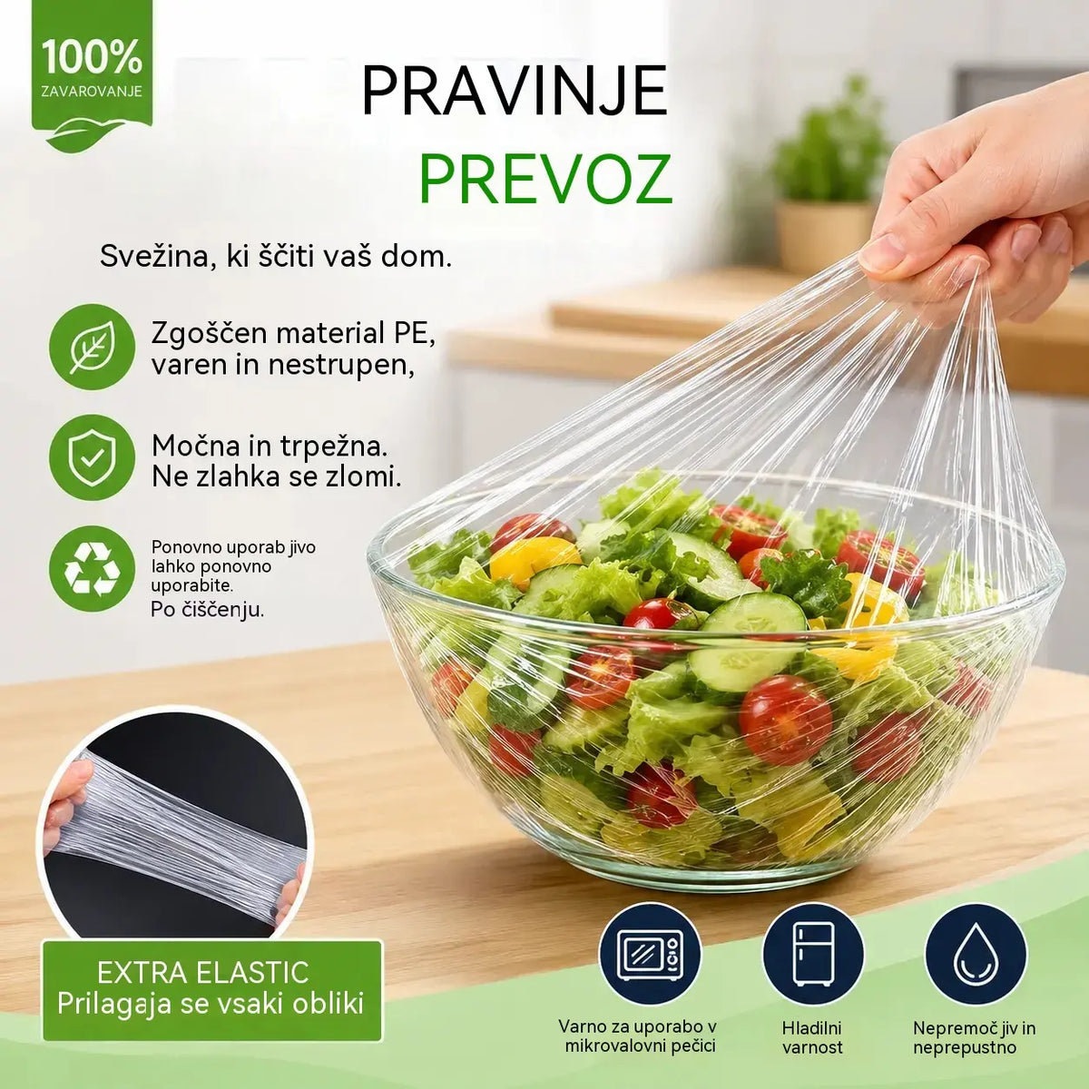 🔥🔥【1 paket s 300 listi】🛡️ Folija za živila z antibakterijskim delovanjem – Ščiti vašo hrano, idealna za kuhinjo in hladilnik 🧴