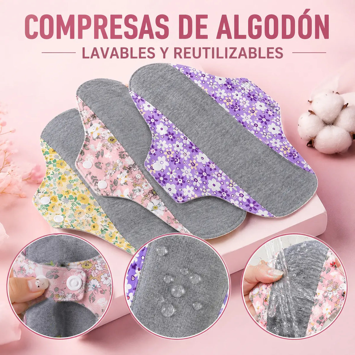 🔥【5 piezas】Almohadilla antibacteriana de algodón y grafeno lavable
