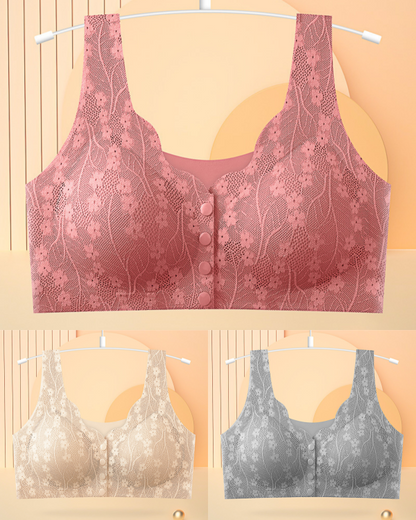 👙【3 darab 9500 Ft】Női vezeték nélküli csipke melltartó elülső rögzítéssel