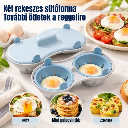 🥚✨ Mikrohullámú tojásfőző, gyors és praktikus pároló fedővel, BPA-mentes főzőedény kemény tojáshoz, buggyantott tojáshoz és rántottához percek alatt 🍳