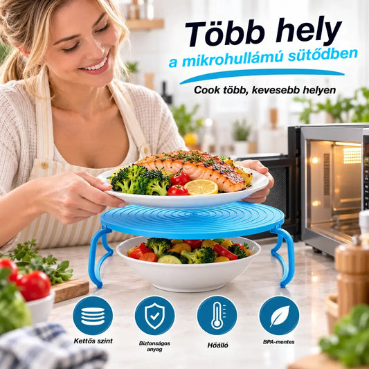 ⏳🔥50% kedvezmény – csak korlátozott ideig! ⏰Vegyél egyet, és a másodikat ajándékba kapod! 🏠Kétszintes mikrohullámú sütő állvány: helytakarékos és praktikus🍳✨