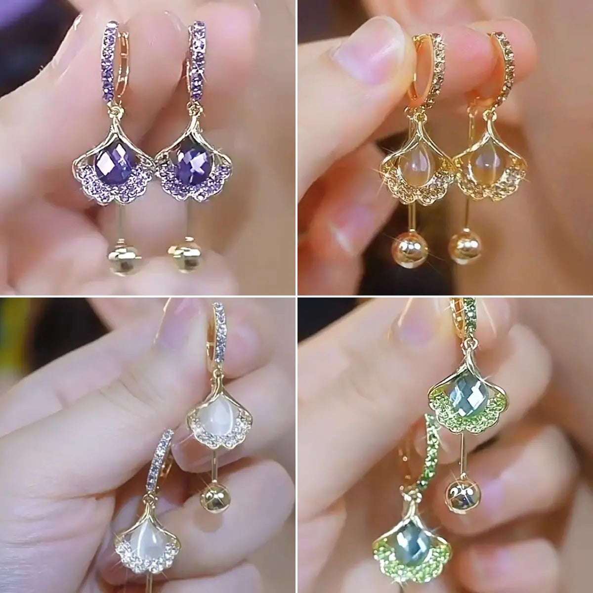 【3 artículos: Verde + Blanco + Morado】Pendientes de ojo de gato, pendientes de moda y exquisitos.