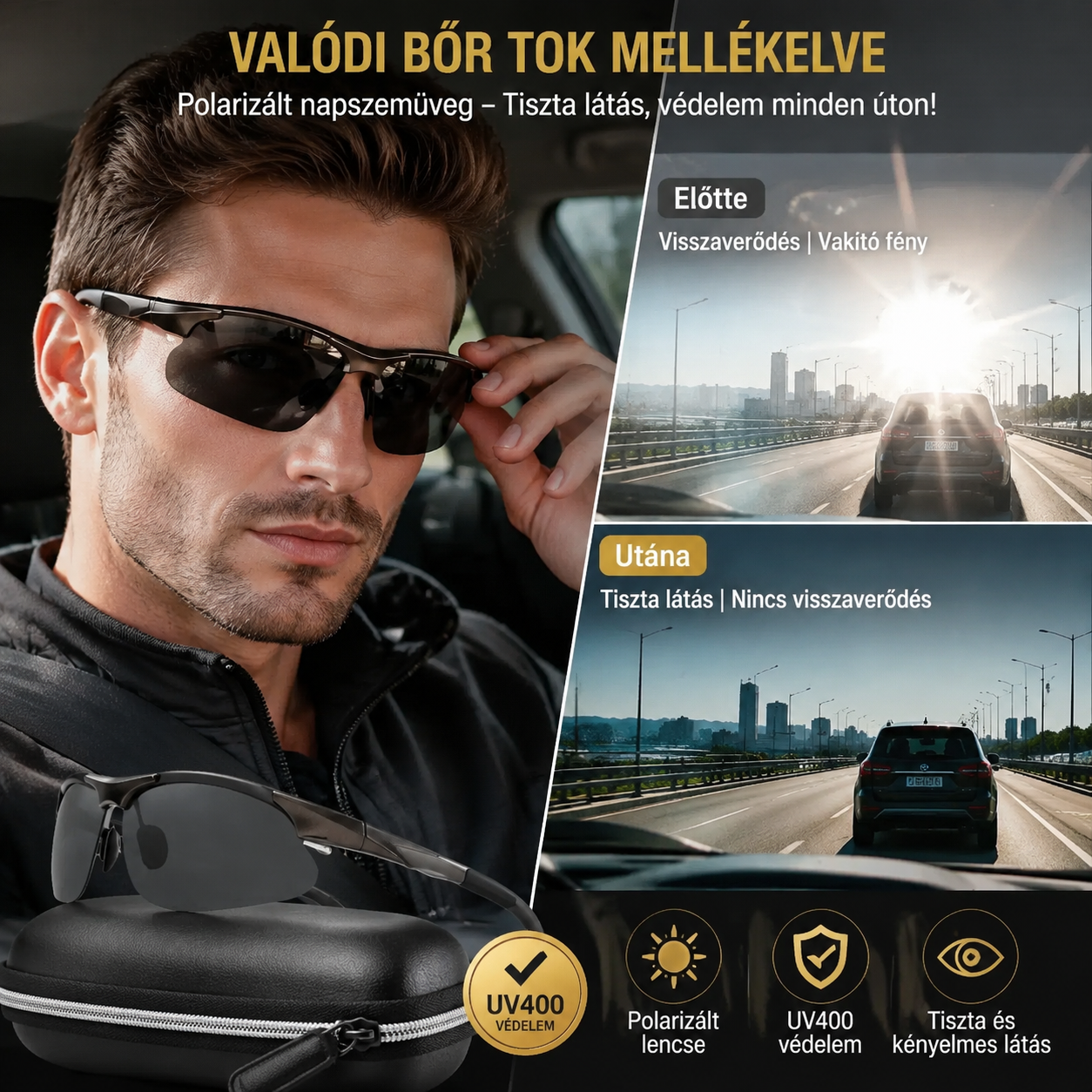 🕶️ Polarizált fotokromatikus nappali és éjszakai vezetési szemüveg 🚗