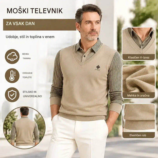 🔥【M-4XL】Moški dvodelni komplet iz visokokakovostnega kašmirja, topel enodelni top