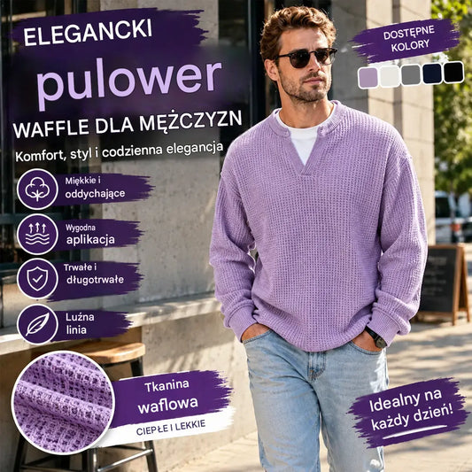👚✨ Időtlen kényelem | Férfi hosszú ujjú gofrimintás póló réteges hatással