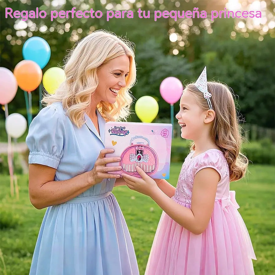 🏆OFERTA POR TIEMPO LIMITADO💄Set de Maquillaje Lavable para Niñas con Bolso Rosa Portátil