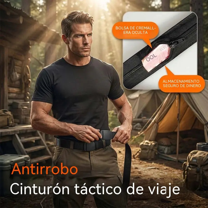 🔥【Longitud： 130 cm】Cinturón de viaje táctico con bolsillo oculto para dinero