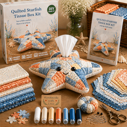 🐢🐋Kit de costura DIY para hacer una caja de servilletas de tela con motivos de animales marinos🌊✨