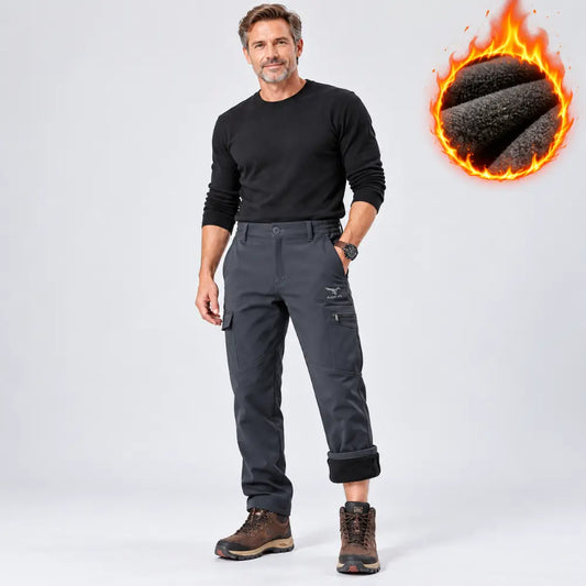 【M-4XL】Férfi kültéri softshell nadrág - szigetelt, vastag, rugalmas, szél- és vízálló, polár, síeléshez és túrázáshoz