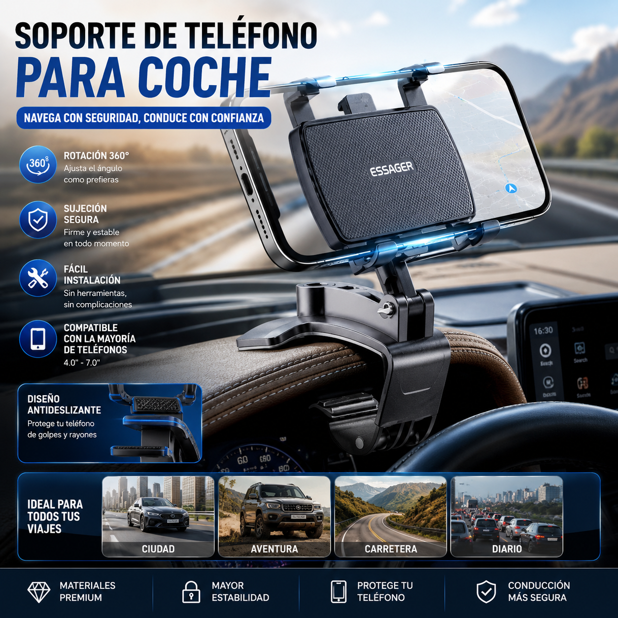 🔥【Compra 1 y llévate 1 gratis】🚗Soporte para teléfono móvil giratorio de 360° para coche