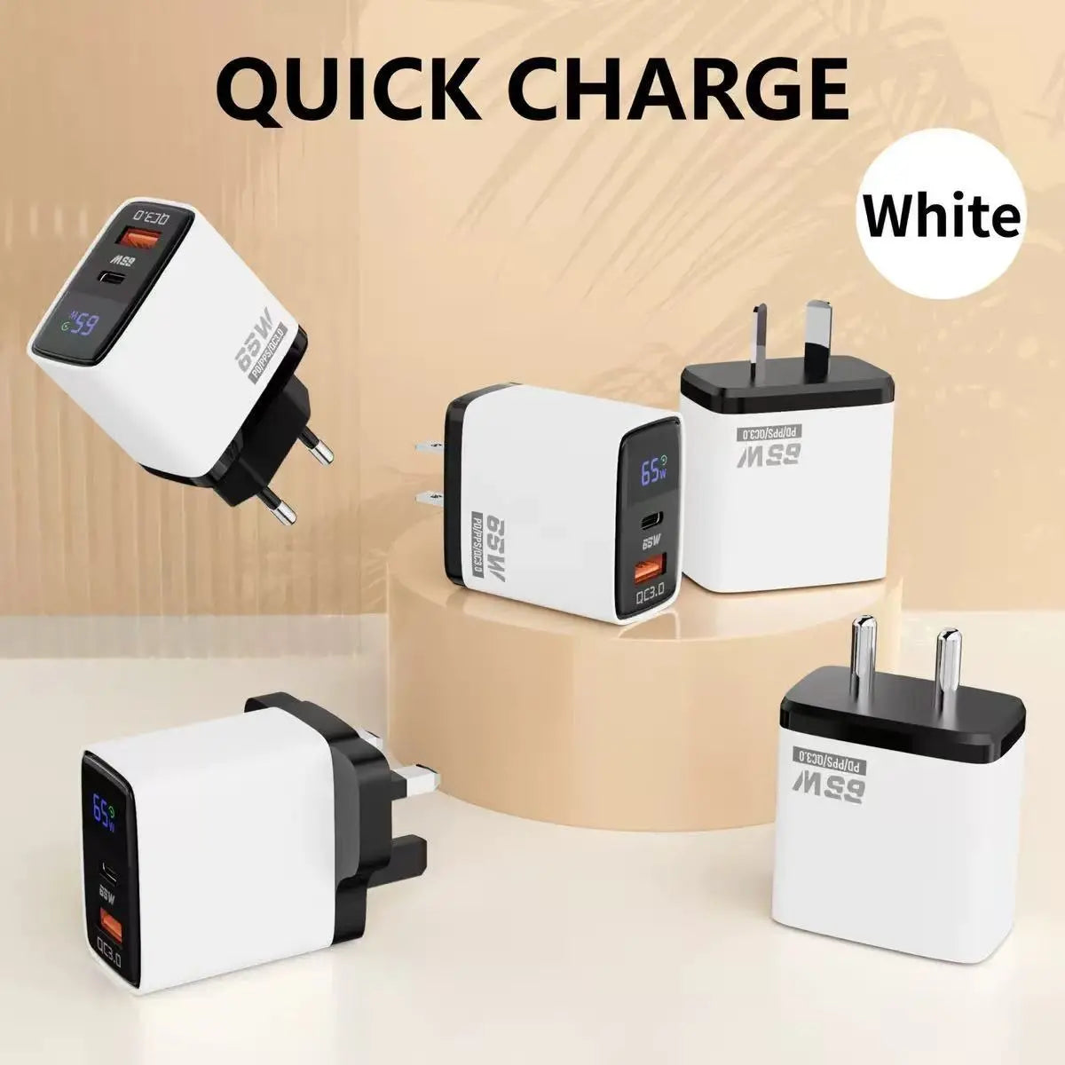 ⌛¡Solo queda 1 día de esta oferta!⏳ Cargador rápido para teléfono de 65 W con cable USB-C retráctil de 80 cm.