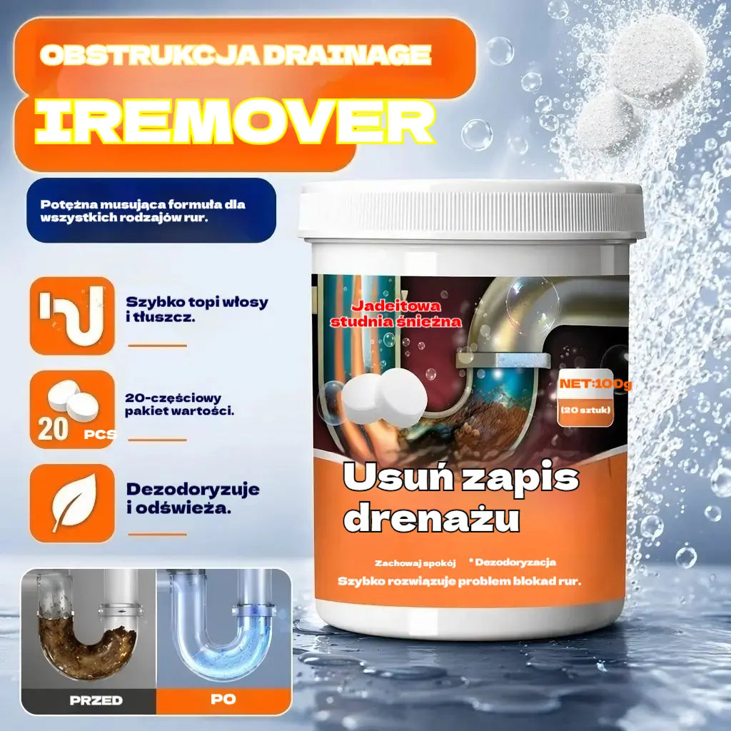 🔥50% ZNIŻKI 【2 za 89 zł.】❤️ Skuteczne musujące tabletki czyszczące, które szybko rozpuszczają zatory spowodowane przetłuszczającymi się włosami i udrażniają odpływy; dodatkowo działają odświeżająco i antybakteryjnie.