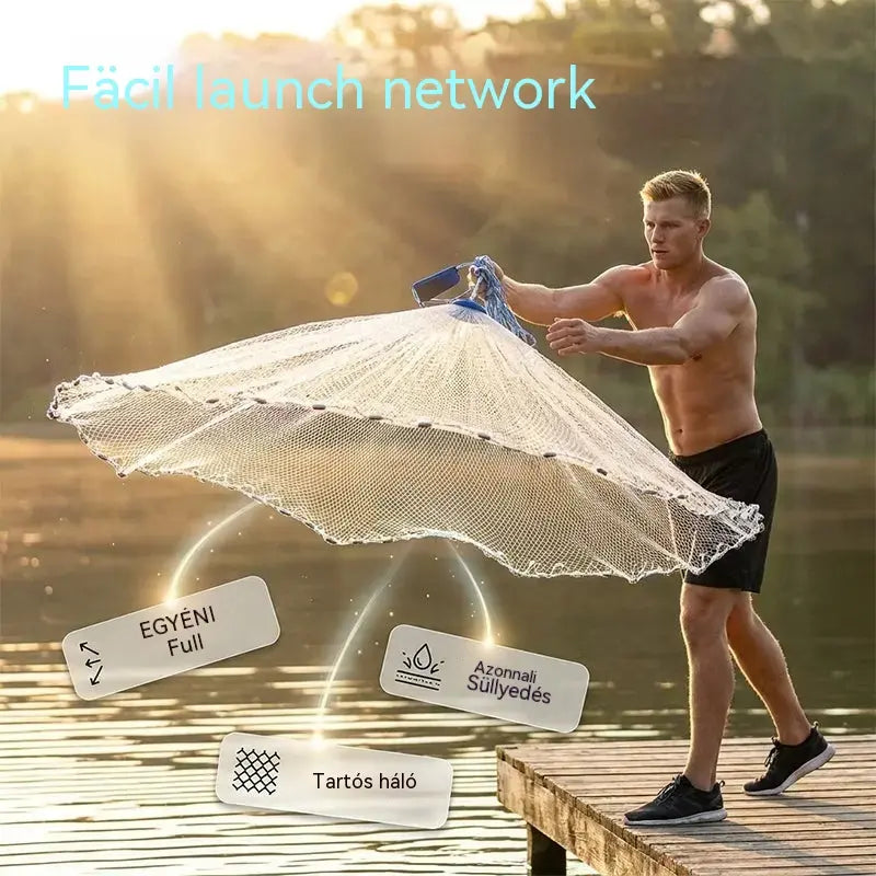 🎣 50% KEDVEZMÉNY KORLÁTOZOTT IDEIG! ✨ Könnyen használható dobóháló: tartós háló, gyorsan süllyedő, sokoldalú 🌊