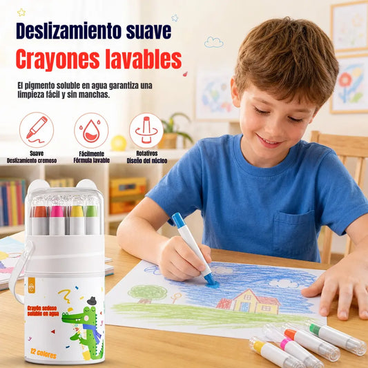 ♥♥【24 colores】Lápices de colores lavables y pasteles al óleo para niños