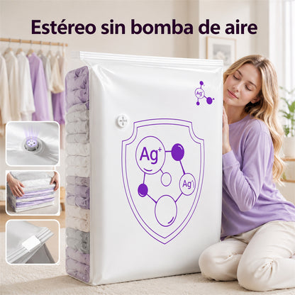✨（5 piezas 27€）💨 Bolsa de almacenamiento al vacío grande y compresible: no requiere bomba, es a prueba de fugas e ideal para ahorrar espacio en maletas y en casa ✈️
