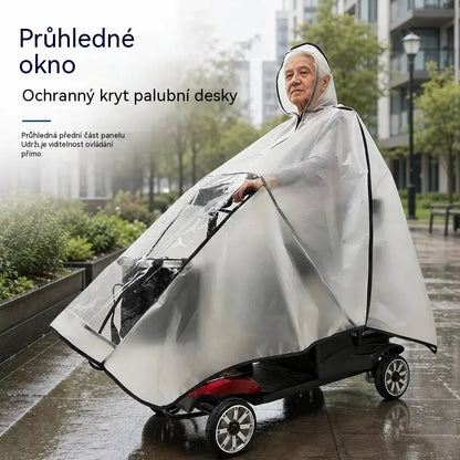 🌧️🏍Extra velká, zesílená nepromokavá plachta a pončo z PVC pro invalidní skútry a čtyřkolová elektrická vozítka pro seniory
