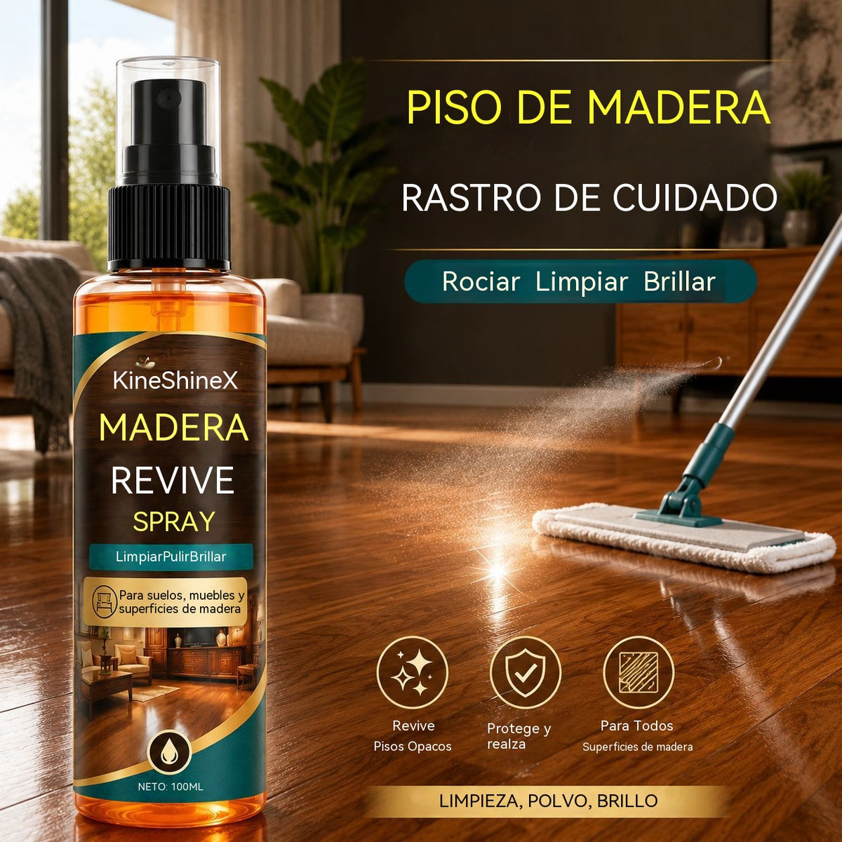 🌟Compra 1 y llévate 1 gratis🌳 Limpiador y abrillantador para suelos de madera