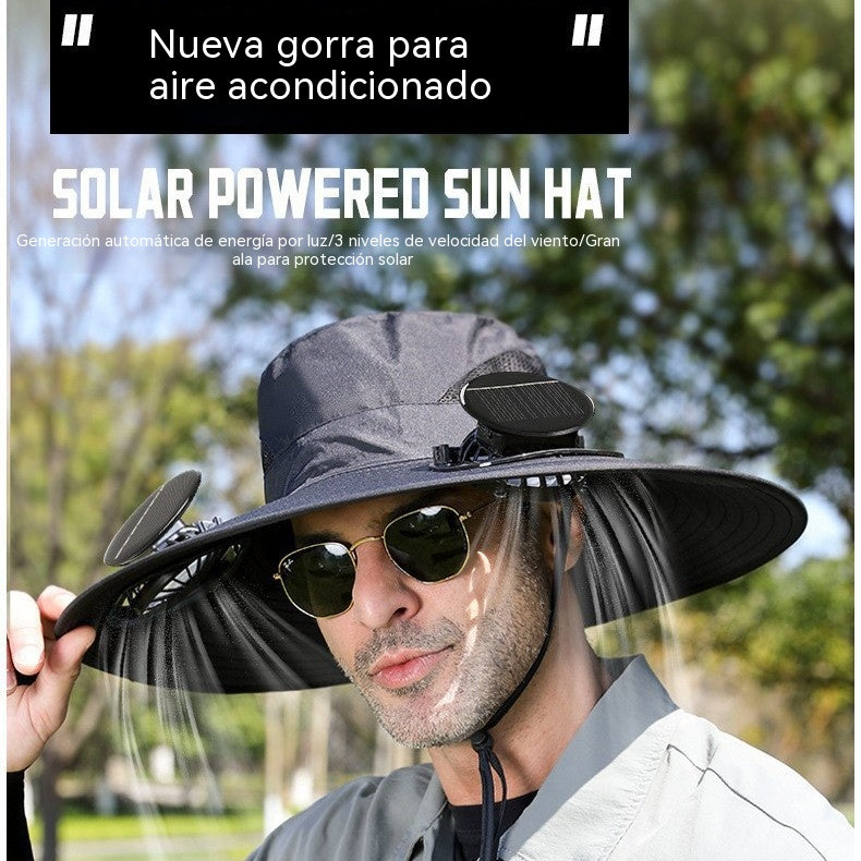🧢 ¡Oferta por tiempo limitado: 40% de descuento! ☀️ Sombrero de pescador unisex con energía solar, protección solar y ventilador – UPF 50+, transpirable, correa ajustable, fácil de llevar ✨