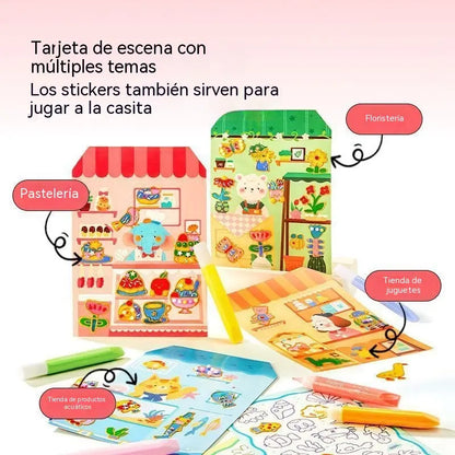 🌈 ¡Crea tus propias pegatinas de gelatina! 🎨 Kit de arte DIY para pintar, despegar y pegar para niños ✨ 4 temas divertidos + Set completo de manualidades 🎁