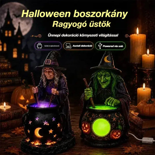 🧙‍♀️🎃 Halloween boszorkány szobor üstben