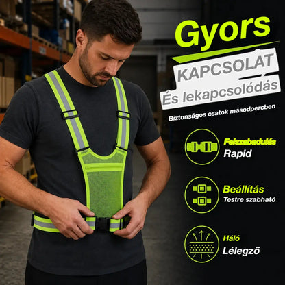 【🔥2 darab】Jelenleg nagy láthatóságú, fényvisszaverő mellény, állítható, zsebekkel, biztonságos futófelszerelés.