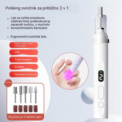 💅Električna pilica za nohte 2 v 1 z LED lučko (sušilna lučka + 5 polirnih nastavkov)