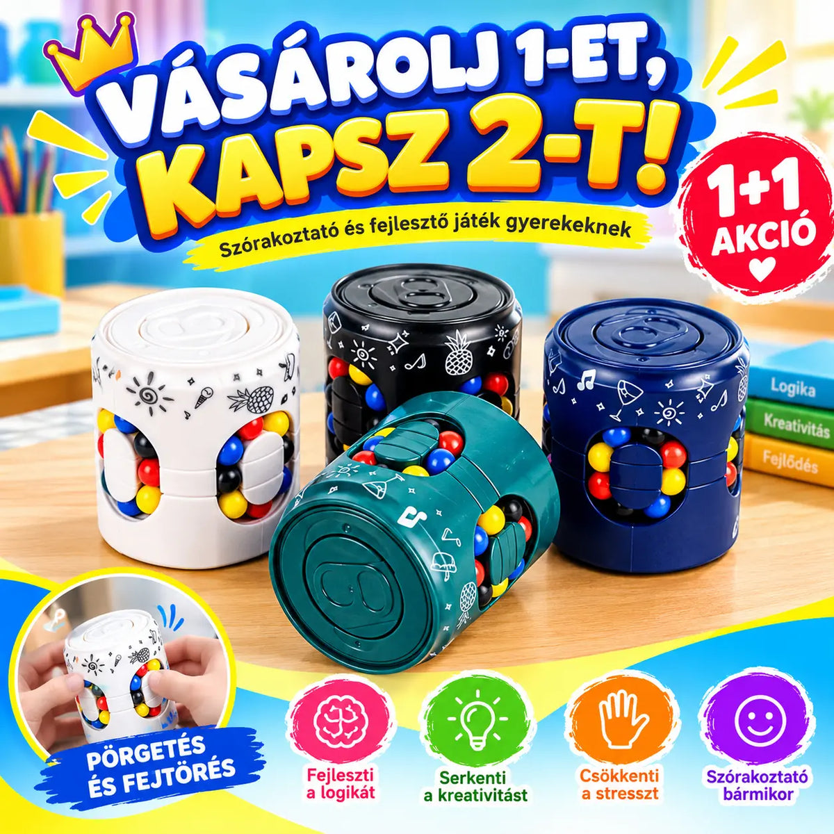 🔥【Vásároljon 1-et, kapjon 1-et ingyen】Gyermekeknek szóló oktatójátékok, Rubik-kocka, Fidget Spinner, Stresszoldó eszközök