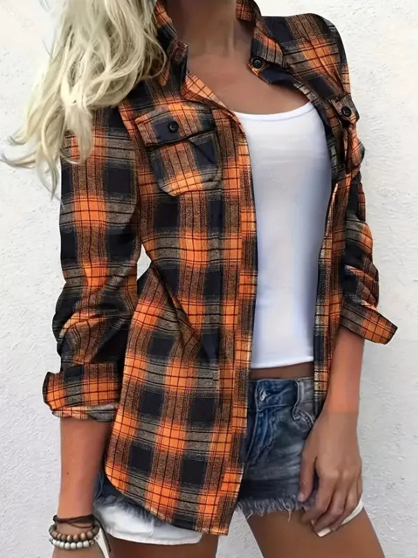 🔥【XL-5XL】🎁🍂 Új őszi/téli hétköznapi, hosszú ujjú, kockás, galléros dzseki