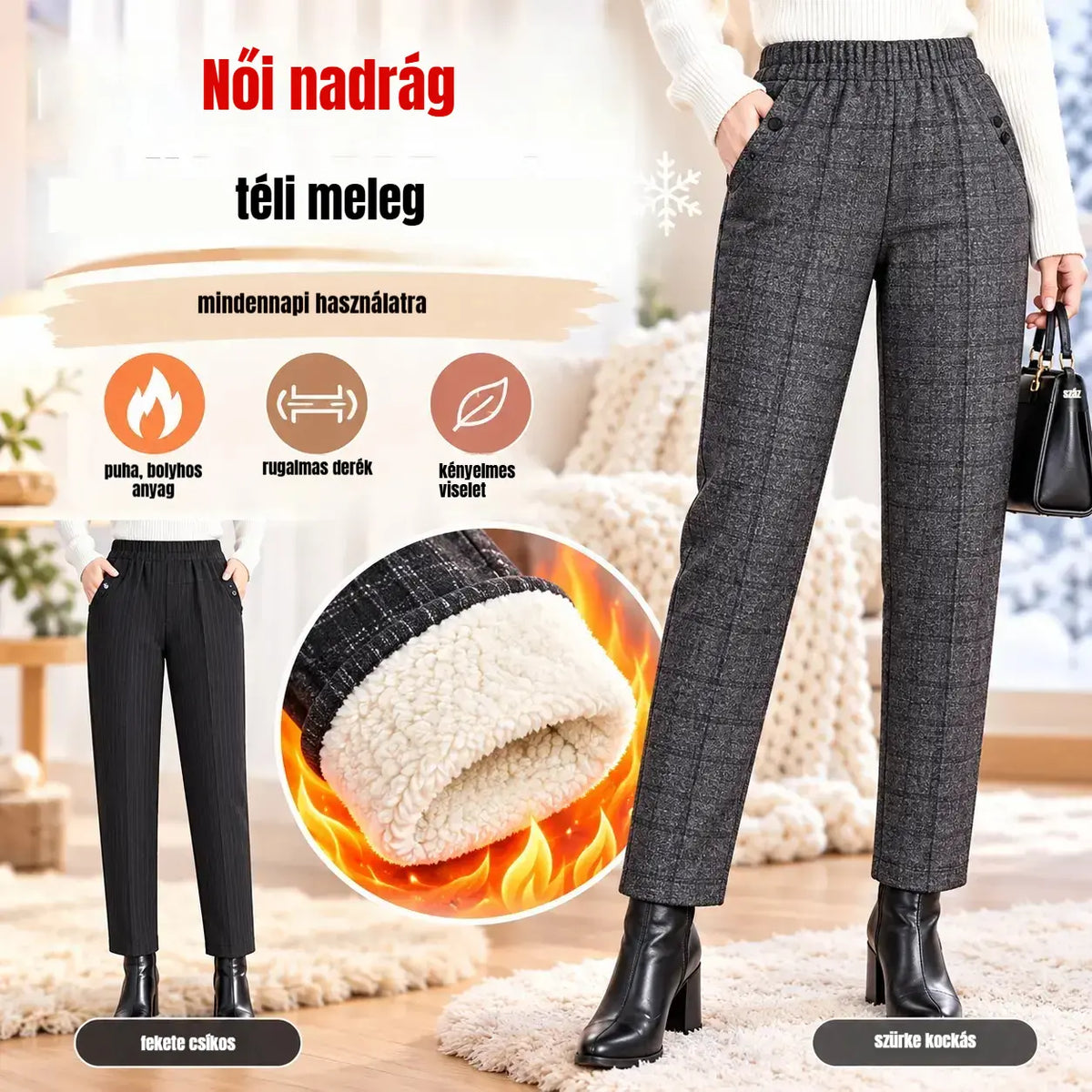 ✅👖【XL-5XL】Plus size nadrág középkorú és idős nőknek, egyenes szárú, laza, lezser, karcsúsított【45-87,5 kg】