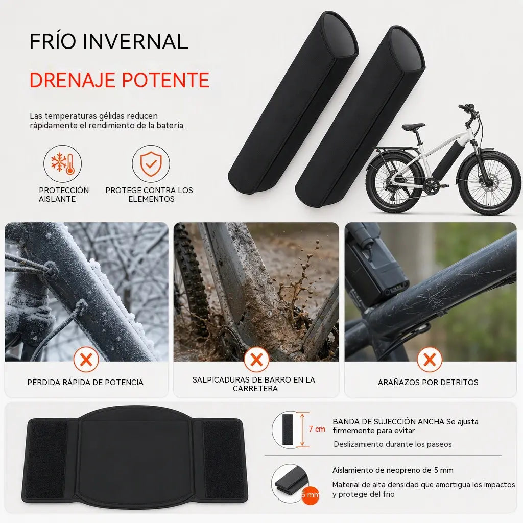 🔥【Compra 1 y llévate 1 gratis】🚲 Funda para batería de bicicleta eléctrica – Funda aislante de neopreno térmico de 5 mm