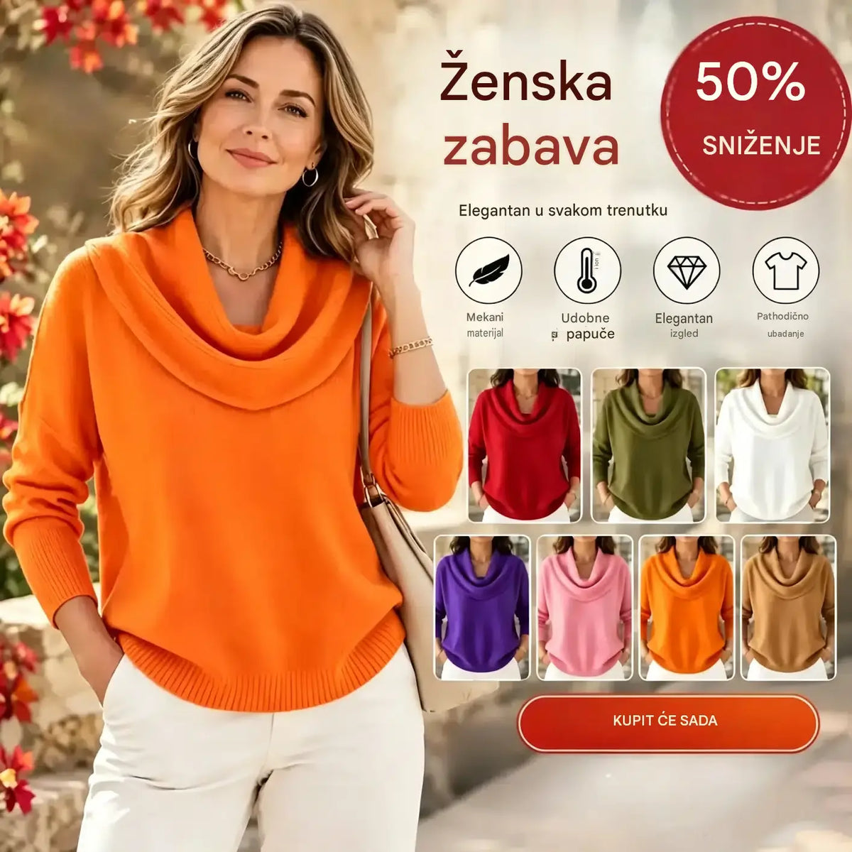 🔥【S–3XL】Nova jesensko-zimska pletena ženska bluza u jednoj boji, mekana i udobna