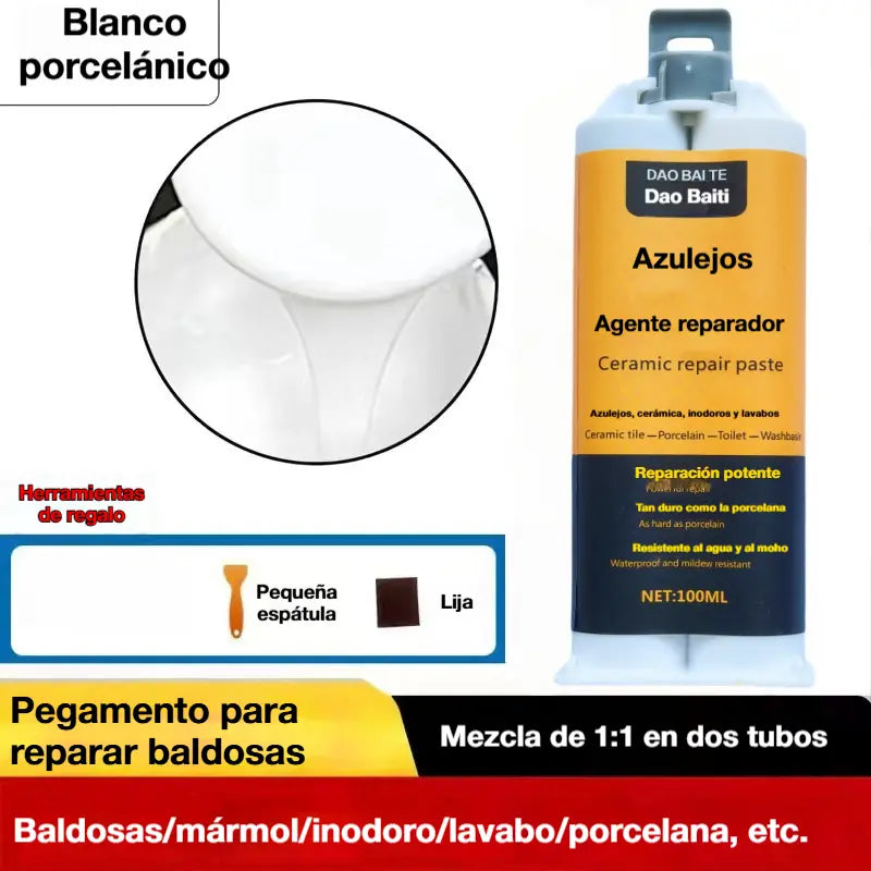 ✨【Compra 1 y llévate 1 gratis】2 piezas por 27 euros Pasta reparadora de azulejos cerámicos de doble tubo, un adhesivo mágico para rellenar grietas y agujeros.【Enviar herramientas】