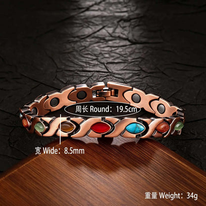 ✨🎁Pulsera de cobre para mujer, pulseras magnéticas de cobre puro, piedra preciosa natural única