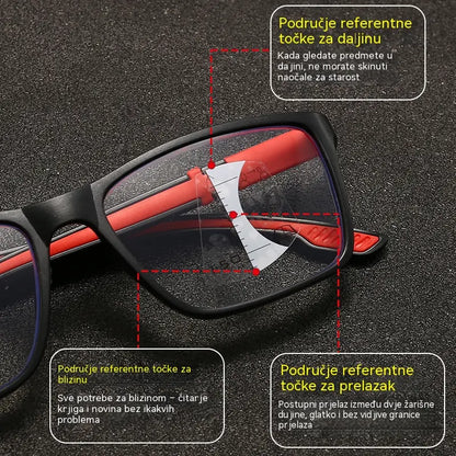 👓Nove moderne multifokalne naočale za čitanje sportskog stila: fotokromatske naočale koje ne klize, namijenjene starijim osobama i prikladne za gledanje na blizinu i daljinu.