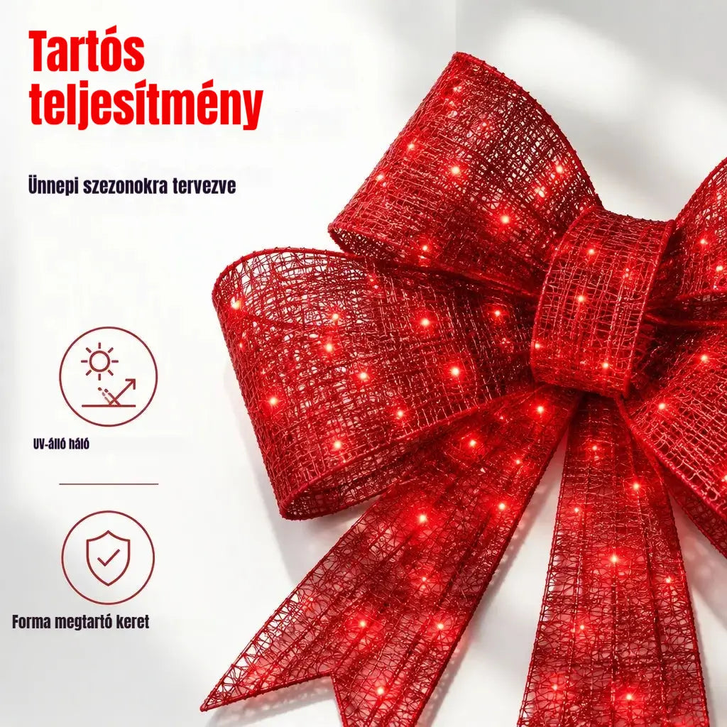 📢📢 Féláras akció! ✨【61cm*43cm*6cm】Extra nagy kültéri karácsonyi masni, vízálló, beépített lámpával