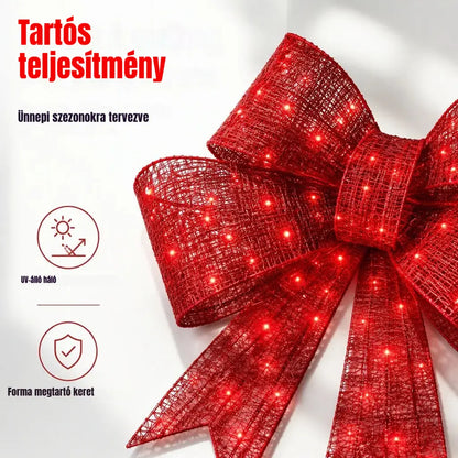 📢📢 Féláras akció! ✨【61cm*43cm*6cm】Extra nagy kültéri karácsonyi masni, vízálló, beépített lámpával