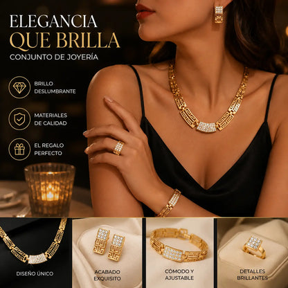 📢📢 ¡40% de descuento! ⏰ Elegante conjunto de 4 piezas de joyería con pedrería