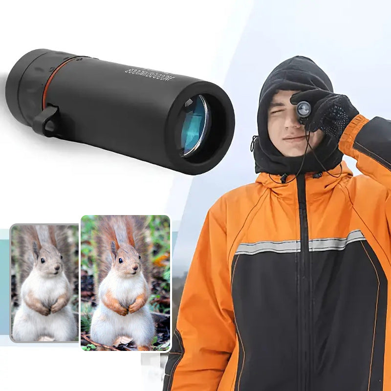 Hordozható kültéri monokuláris távcső - 12x50 nagyfelbontású, okostelefon-adapterrel kalandokhoz.