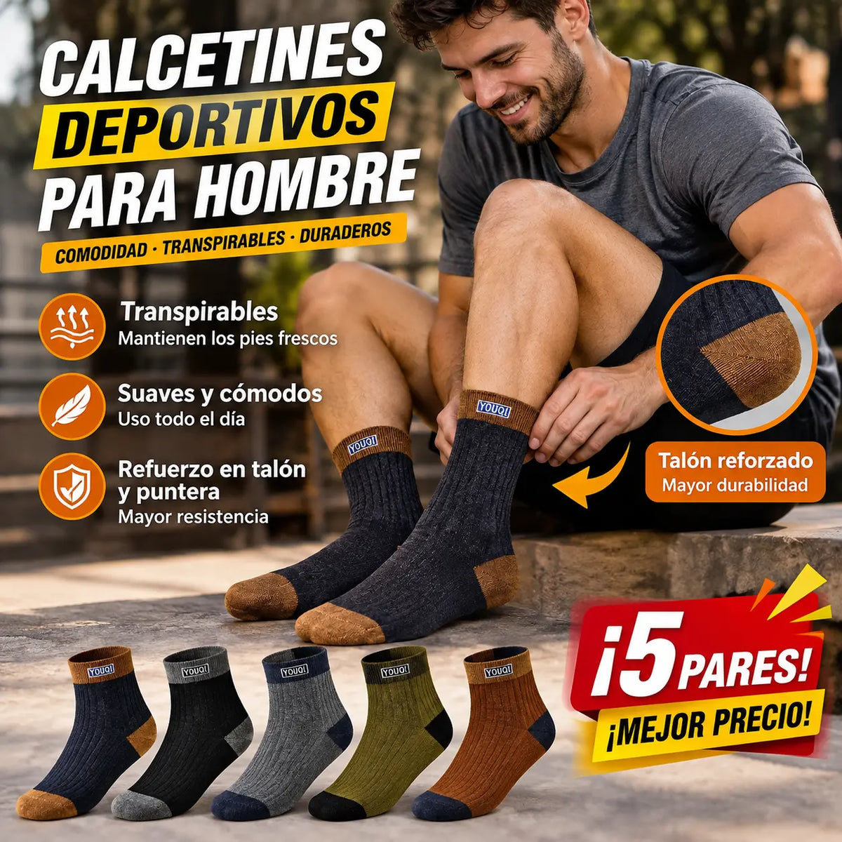 😍🧦【10 pares 26 euros】Calcetines desodorantes de algodón para hombre, nuevos 2026, absorbentes del sudor