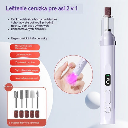 💅Elektrický pilník na nechty 2 v 1 s LED lampou (sušiaca lampa + 5 leštiacich hlavíc)