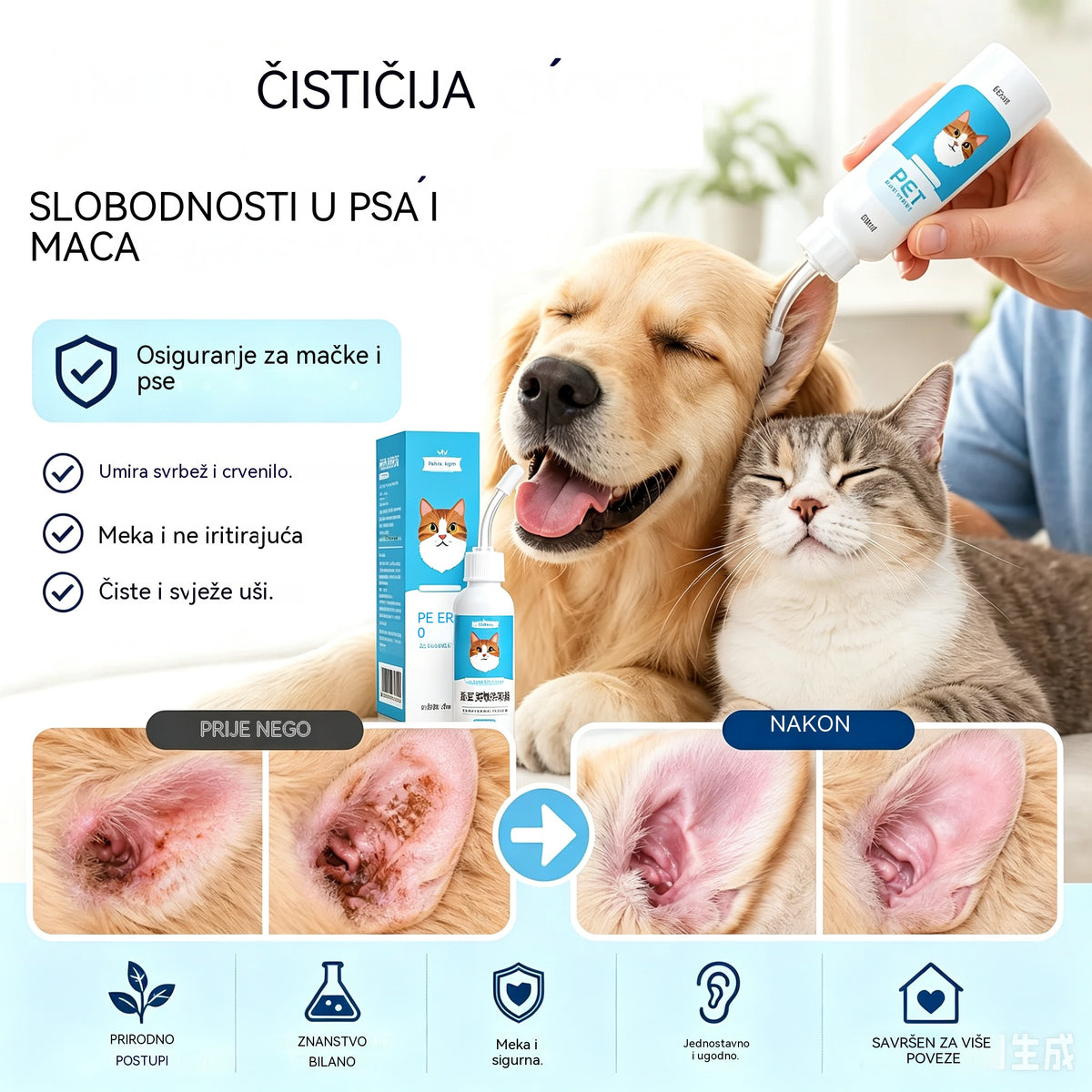 【2 artikla za 24 eura】🐶🐱 Sredstvo za čišćenje ušiju za ublažavanje svrbeža ušiju kod pasa i mačaka.